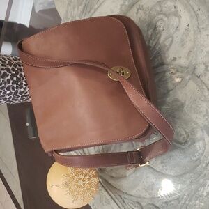 FOSSIL WOMEN'S AUSTIN FLAP GENUINE LEATHER BROWN MESSENGER BAG PURSE